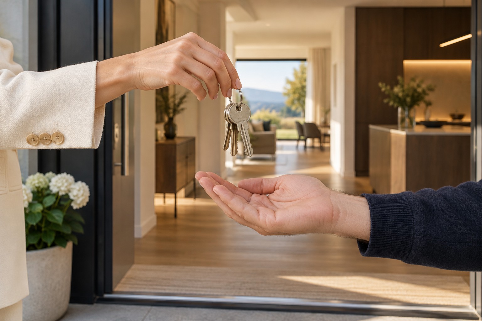 Entrega de llaves en la puerta de casa