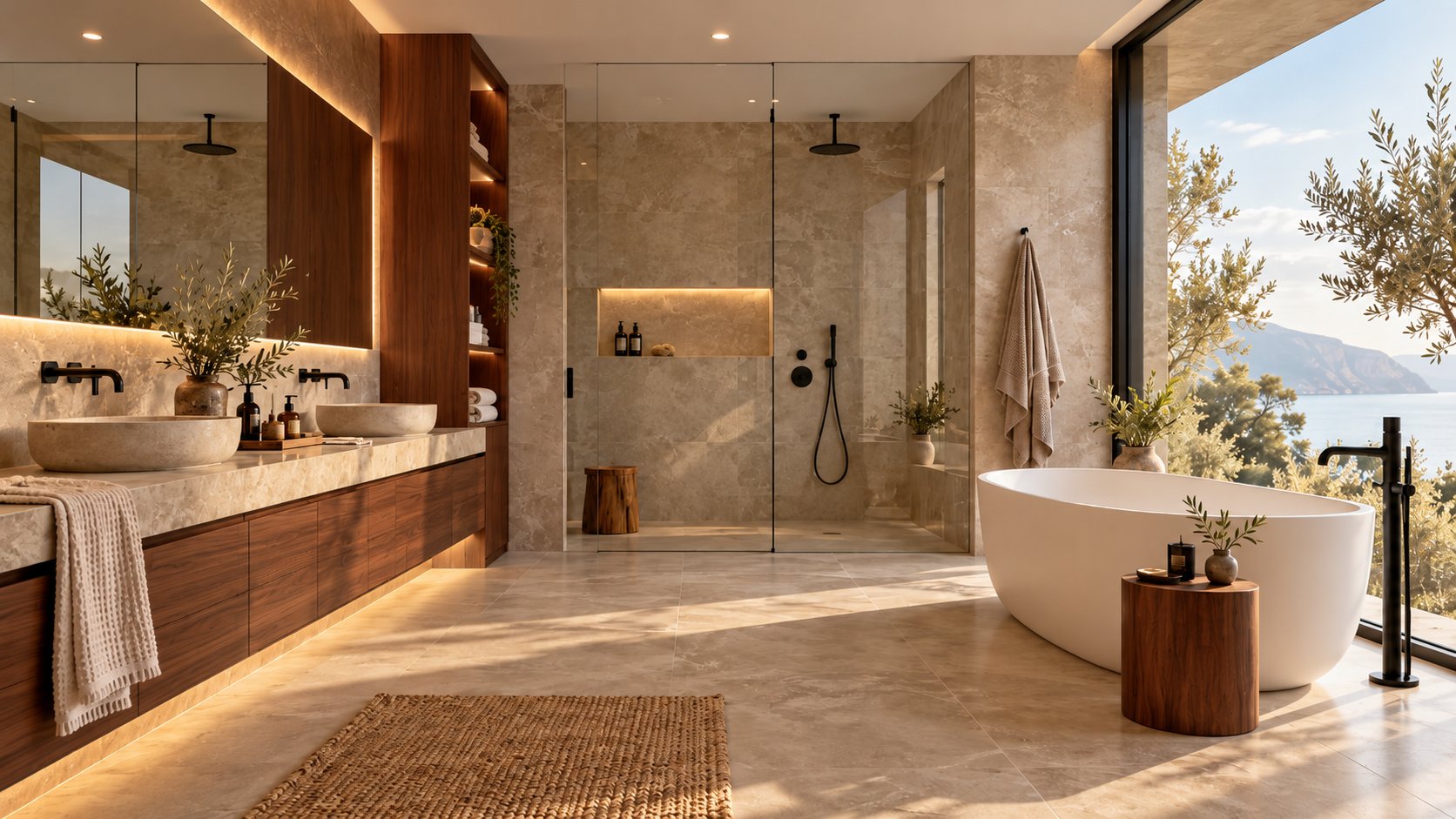 Cuarto de baño luminoso con luz natural